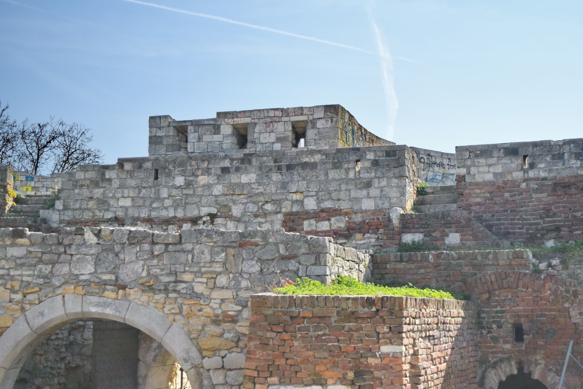 城堡古代体系结构城墙堡垒石头墙上老
