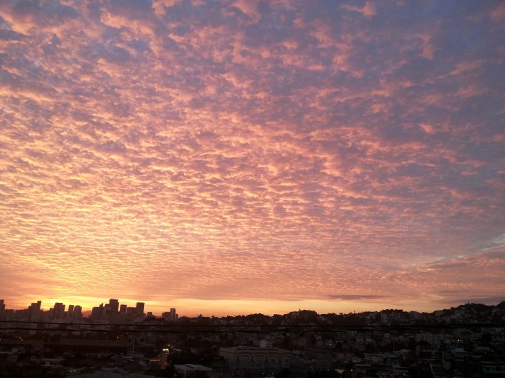 Dawn, Janeiro, City, med skyer