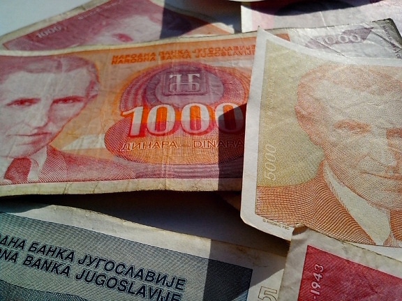 Nikola Tesla, money, Serbian dinar, Yugoslavia, banknotes, inflation, cash, bill