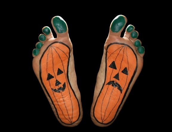 pieds, Halloween, citrouille, vacances
