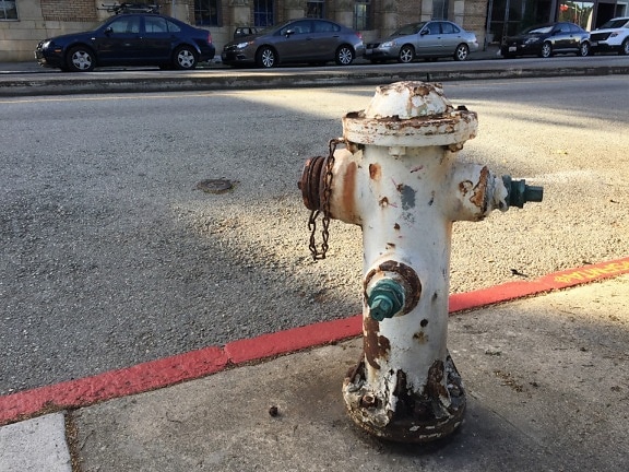 fire, hydrant, rust, iron, street, sidewalk