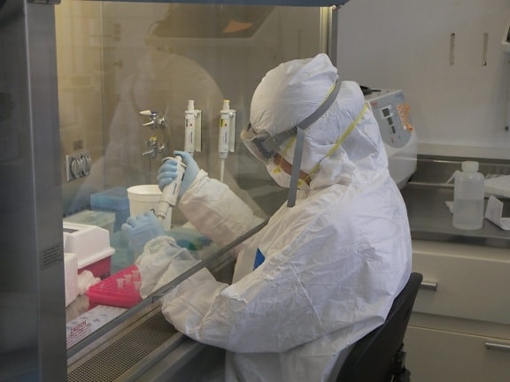 forskere, screening, prøver, respiratoriske, virus, for laboratorier