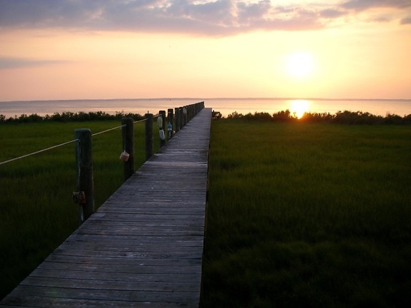 boardwalk, sunset