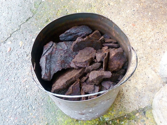 bucket, lignite, coal, charcoal, fossil, fuel