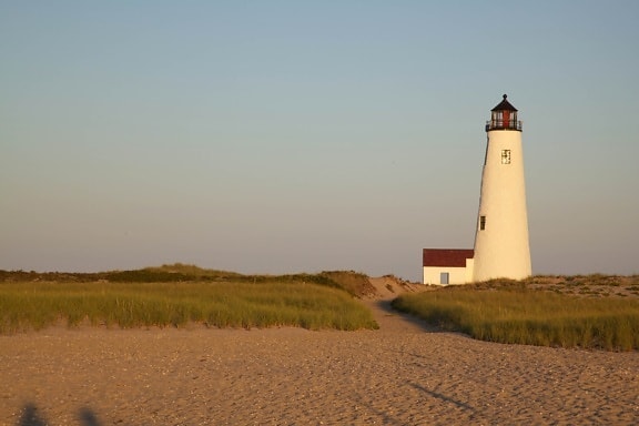 beach, coast, dusk, lighthouse