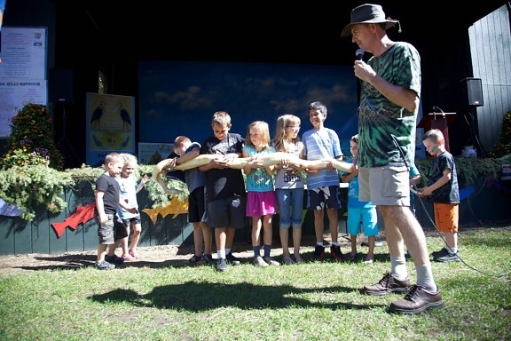 children, play, snake, outdoor