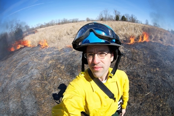 firegighter, feu, selfie, image