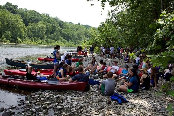 kayak, rest, people, crowd