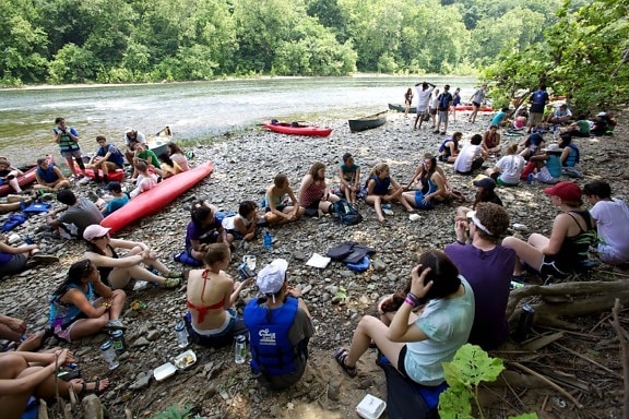 kayak, rest, stop, Potomac, river