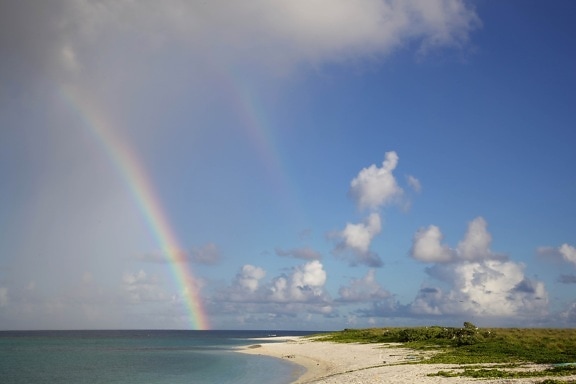 rainbow, beach, island, sand, summer time
