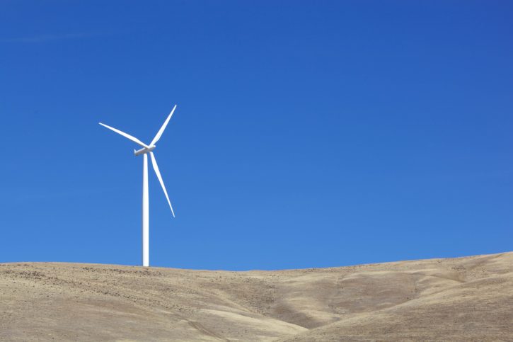 one, white, wind turbine, electricity