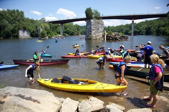 jeunesse, kayak, voyage, Potomac, rivière