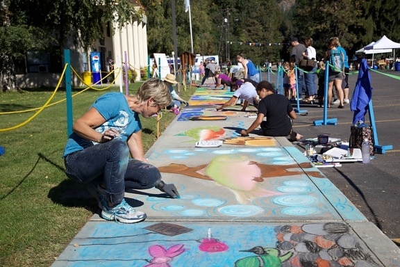 street, painting, art, chalk, artists