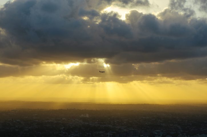Uçak, gökyüzü, günbatımı, uçak, uçak