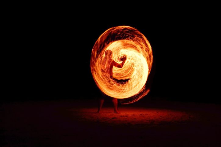 entertainment, fire, flame, long-exposure, man, night, person