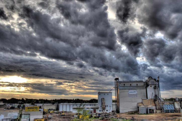 어두운 구름, 새벽, 일광, 극적인, 황혼, 폭풍, 공장, 산업