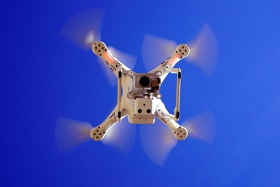 Dron, aire, aviones, avión, aviación, azul, cielo, cámara, hélices