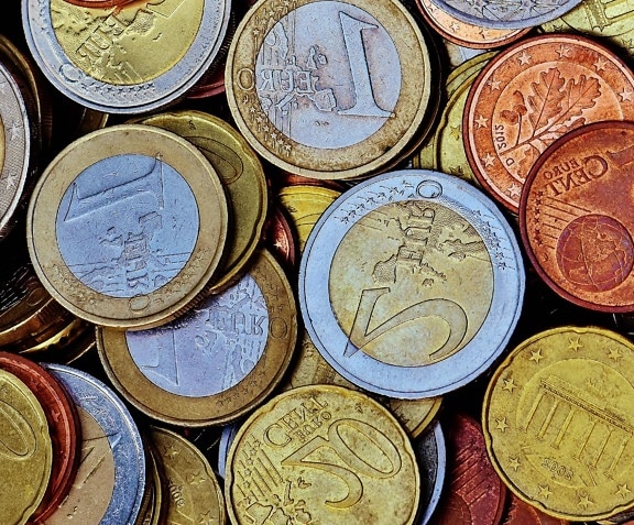 Bank, pengar, cash, cent, metall mynt, handel, valuta, ekonomi, euro