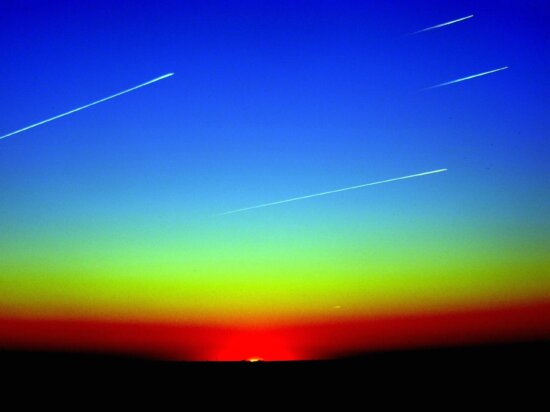 shooting stars, meteorites, nature, light, sky, sunset