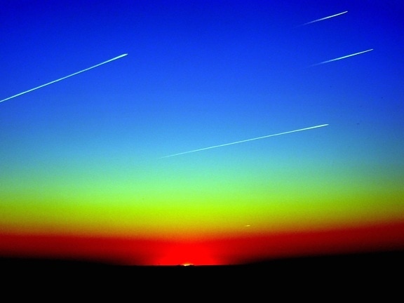 étoiles filantes, météorites, nature, lumière, ciel, coucher de soleil