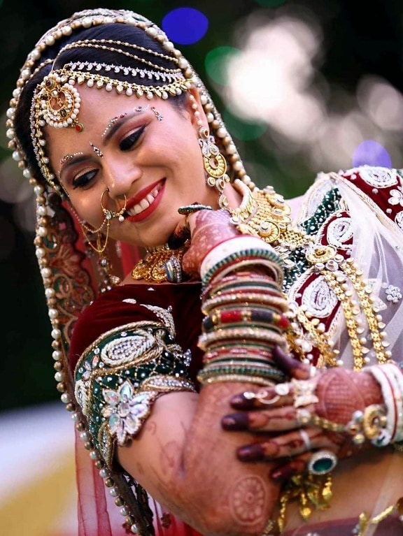 femme indienne, personne, sourire, belle femme, festival