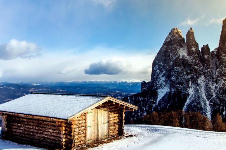 mountain, outdoors, scenic, sky, snow, winter, cabin, cold