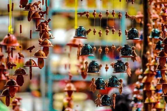 bazar, zvona, rezbarije, slavlje, boje, ukras, festival, trgovinu