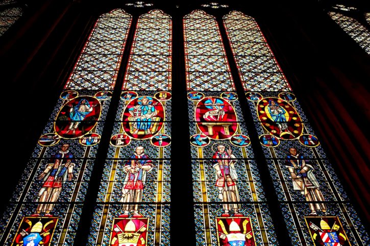 stained glass, cathedral windows, church, art, arched window