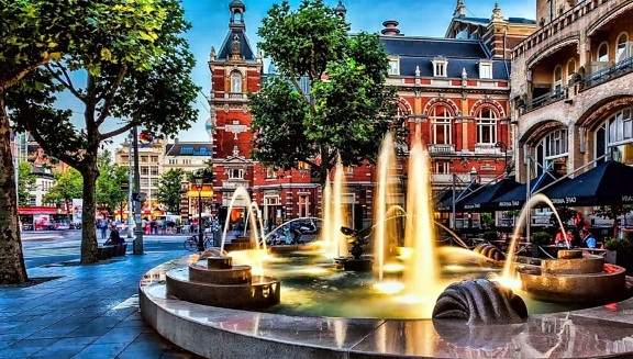 fontaine, centre, ville, architecture, paysage urbain, rue, ville