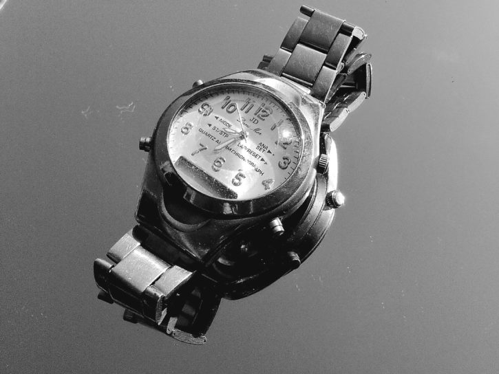elegant wristwatch, metal, stainless steel