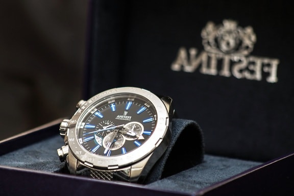 montre-bracelet de luxe, minute, précision, secondes, temps, montre, mode