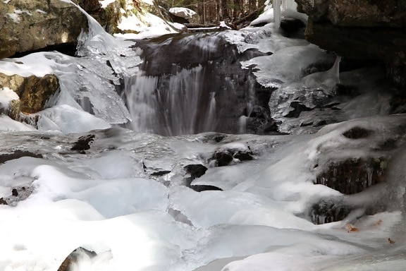 jäädytetty jään, joki, jäävettä, talvi, frost