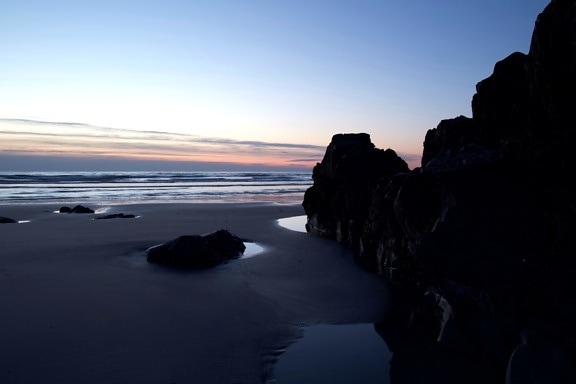 dusk, beach sand, nature, landscape, sunrise, ocean, water