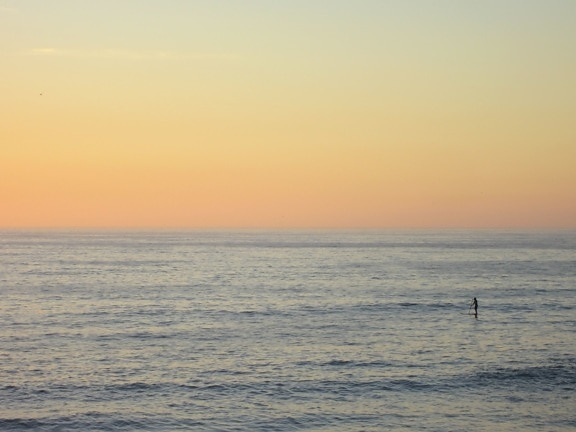 océan, pêcheur, aube, océan, l'eau, coucher de soleil, surf