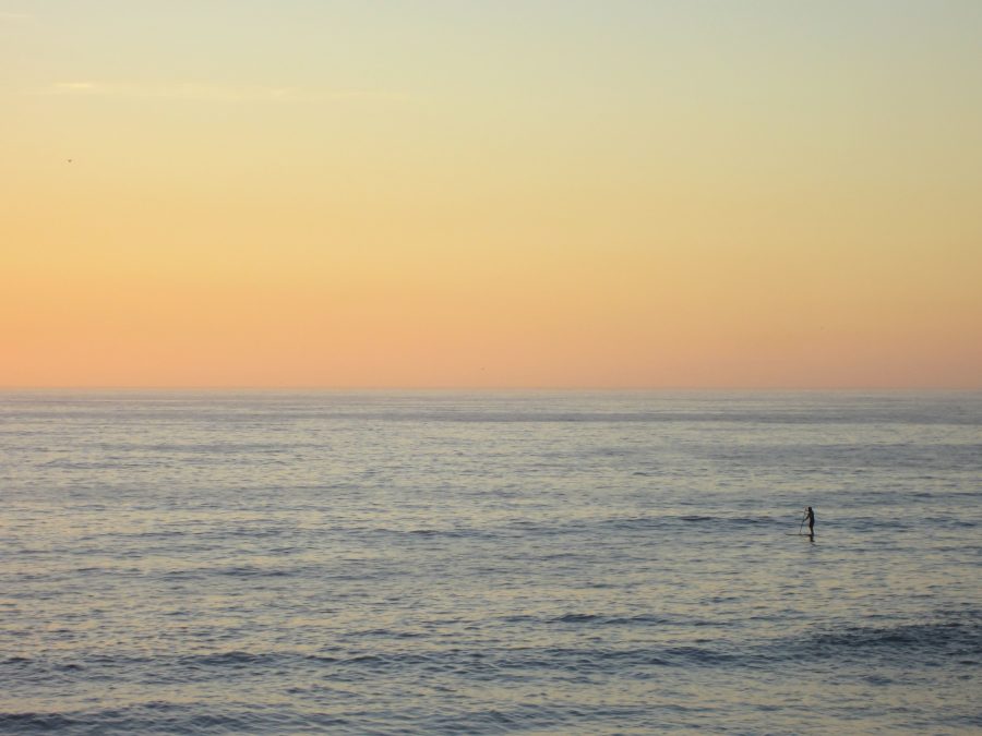 Oceaan, visser, dawn, Oceaan, water, zonsondergang, surf