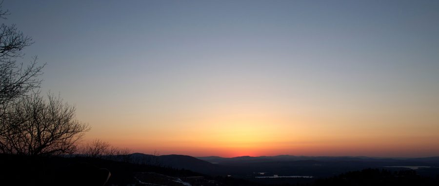 winter sunset, sunset, mountains, trees