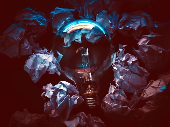 light, bulb, papers, paper