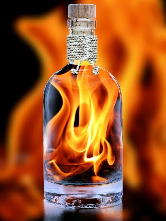 пламя, бутылка