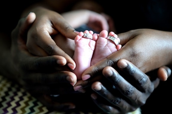 kezét, baba, láb, gyűrűk, család