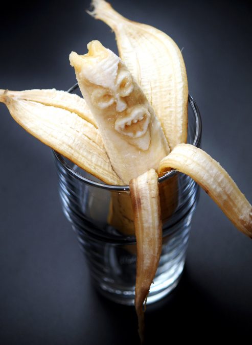 banaan, grappige gezicht, monster