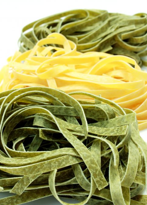 colored pasta, noodles, food