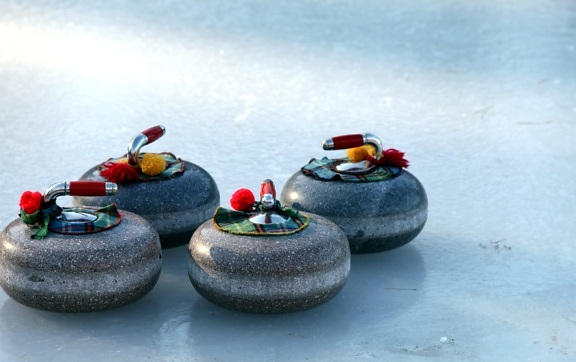curling sport, stones, ice