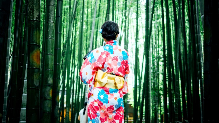 kvinnor, kimono, Japan