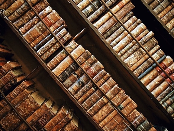 armazenamento de biblioteca, livros antigos, estante