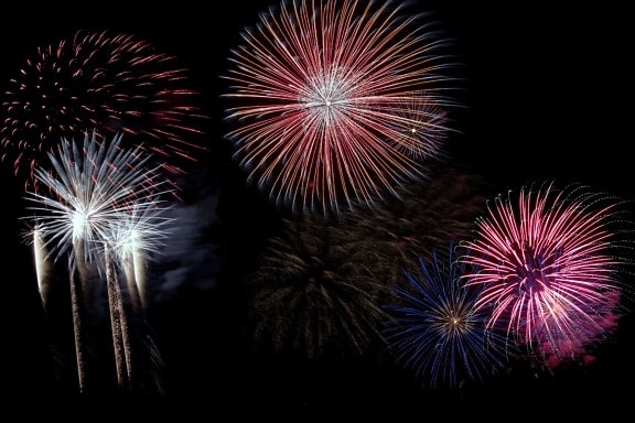 new year eve, fireworks, night