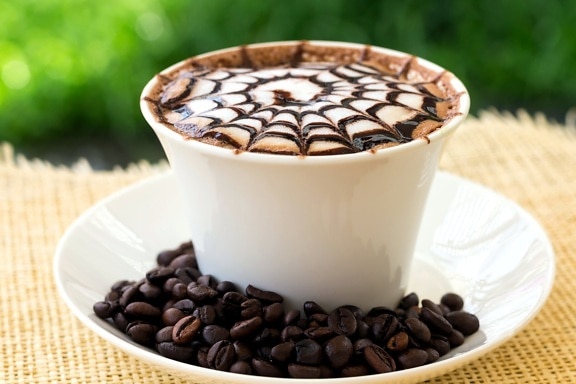 cappuccino, coffee, spider web, design