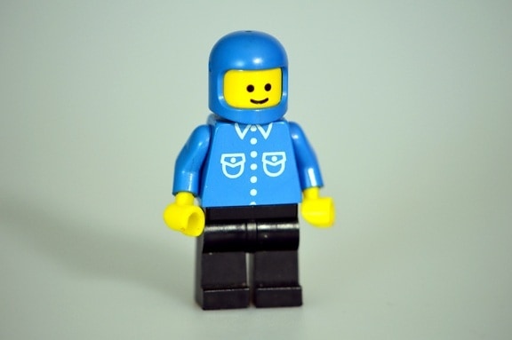 Lego man, speelgoed, plastic, helm