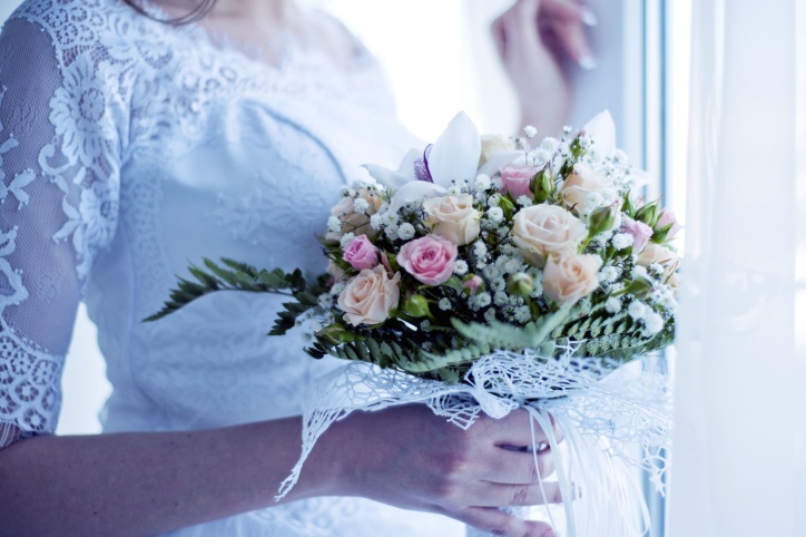 신부, 웨딩 드레스, 아름 다운, 개화 꽃, 여자