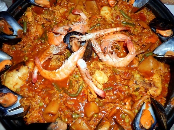 pittige seafood, strew, soep
