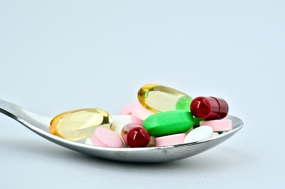 medicine, pills, spoon